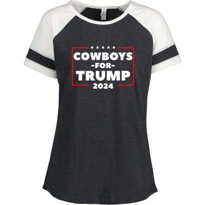 Cowboys For Trump 2024 Enza Ladies Jersey Colorblock Tee