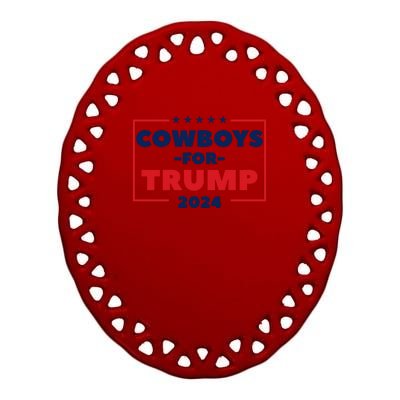 Cowboys For Trump 2024 Ceramic Oval Ornament