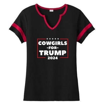 Cowgirls For Trump 2024 Ladies Halftime Notch Neck Tee