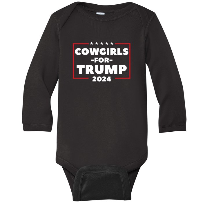 Cowgirls For Trump 2024 Baby Long Sleeve Bodysuit