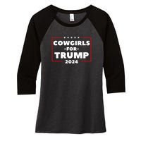 Cowgirls For Trump 2024 Women's Tri-Blend 3/4-Sleeve Raglan Shirt