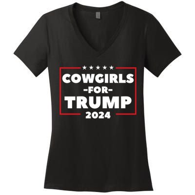 Cowgirls For Trump 2024 Women's V-Neck T-Shirt