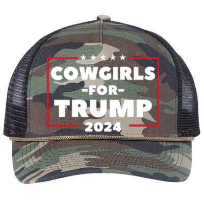 Cowgirls For Trump 2024 Retro Rope Trucker Hat Cap