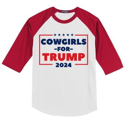 Cowgirls For Trump 2024 Kids Colorblock Raglan Jersey