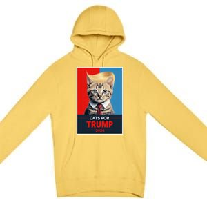 Cats For Trump 2024 Election Funny Trump Cats Lovers Premium Pullover Hoodie