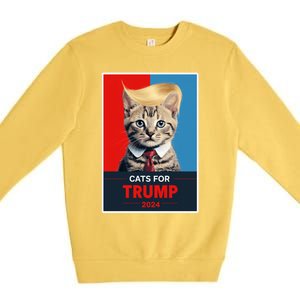 Cats For Trump 2024 Election Funny Trump Cats Lovers Premium Crewneck Sweatshirt