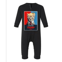 Cats For Trump 2024 Election Funny Trump Cats Lovers Infant Fleece One Piece