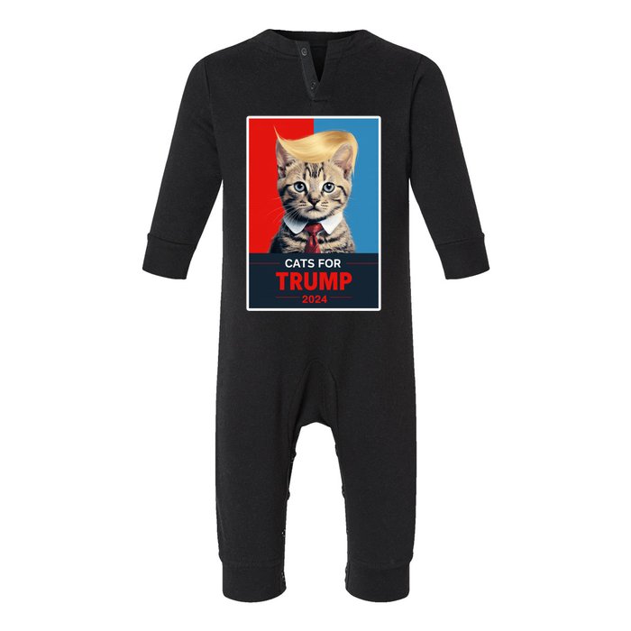 Cats For Trump 2024 Election Funny Trump Cats Lovers Infant Fleece One Piece