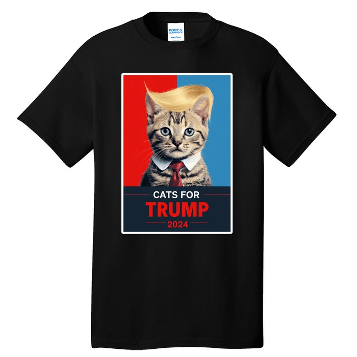 Cats For Trump 2024 Election Funny Trump Cats Lovers Tall T-Shirt