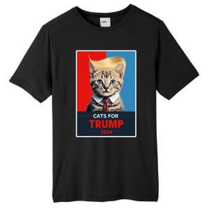 Cats For Trump 2024 Election Funny Trump Cats Lovers Tall Fusion ChromaSoft Performance T-Shirt