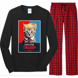 Cats For Trump 2024 Election Funny Trump Cats Lovers Long Sleeve Pajama Set