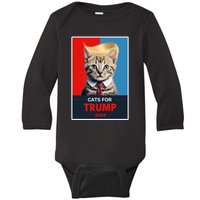 Cats For Trump 2024 Election Funny Trump Cats Lovers Baby Long Sleeve Bodysuit