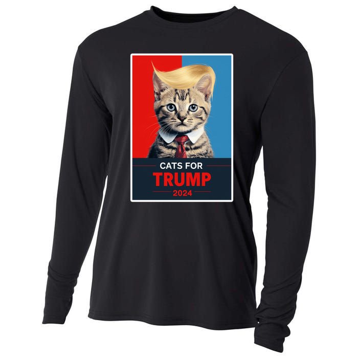 Cats For Trump 2024 Election Funny Trump Cats Lovers Cooling Performance Long Sleeve Crew