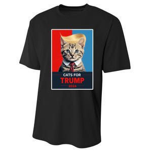 Cats For Trump 2024 Election Funny Trump Cats Lovers Performance Sprint T-Shirt