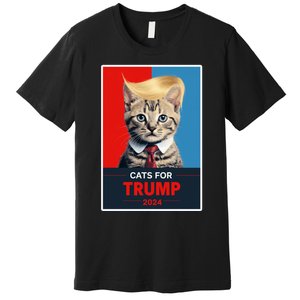 Cats For Trump 2024 Election Funny Trump Cats Lovers Premium T-Shirt