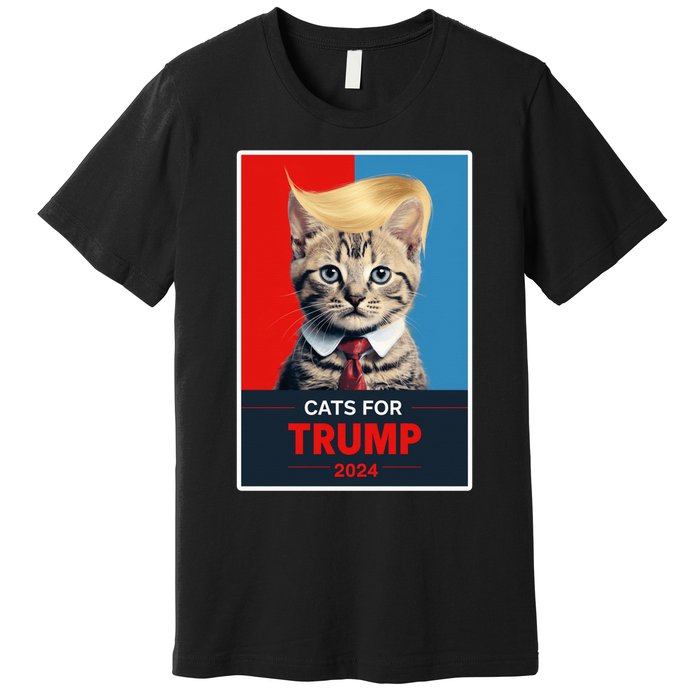 Cats For Trump 2024 Election Funny Trump Cats Lovers Premium T-Shirt