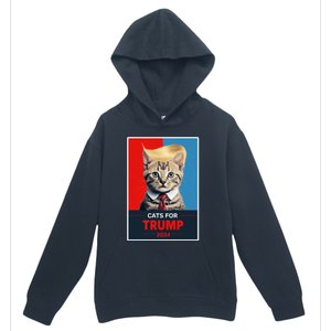 Cats For Trump 2024 Election Funny Trump Cats Lovers Urban Pullover Hoodie