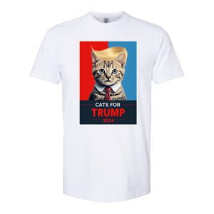 Cats For Trump 2024 Election Funny Trump Cats Lovers Softstyle CVC T-Shirt