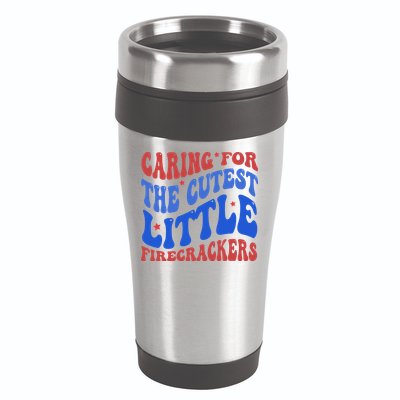 Caring For The Cutest Little Firecrackers 4th Of July 16oz Travel Tumbler