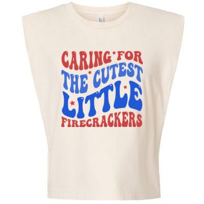 Caring For The Cutest Little Firecrackers 4th Of July Garment-Dyed Women's Muscle Tee