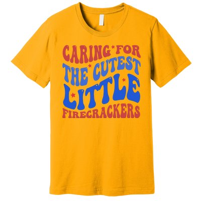 Caring For The Cutest Little Firecrackers 4th Of July Premium T-Shirt