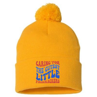 Caring For The Cutest Little Firecrackers 4th Of July Pom Pom 12in Knit Beanie