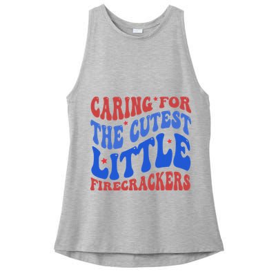 Caring For The Cutest Little Firecrackers 4th Of July Ladies PosiCharge Tri-Blend Wicking Tank