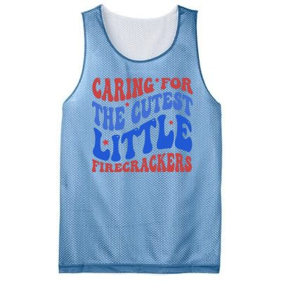 Caring For The Cutest Little Firecrackers 4th Of July Mesh Reversible Basketball Jersey Tank