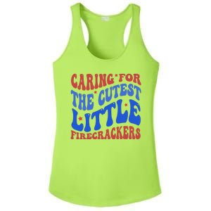 Caring For The Cutest Little Firecrackers 4th Of July Ladies PosiCharge Competitor Racerback Tank