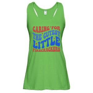 Caring For The Cutest Little Firecrackers 4th Of July Ladies Essential Flowy Tank