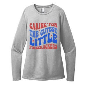 Caring For The Cutest Little Firecrackers 4th Of July Womens CVC Long Sleeve Shirt