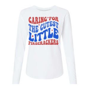 Caring For The Cutest Little Firecrackers 4th Of July Womens Cotton Relaxed Long Sleeve T-Shirt