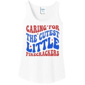 Caring For The Cutest Little Firecrackers 4th Of July Ladies Essential Tank