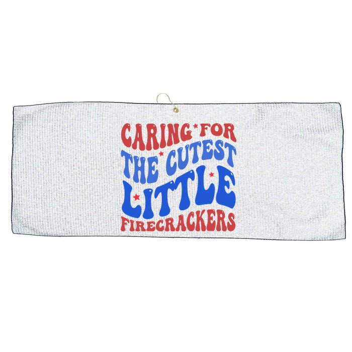 Caring For The Cutest Little Firecrackers 4th Of July Large Microfiber Waffle Golf Towel