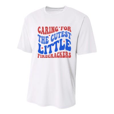 Caring For The Cutest Little Firecrackers 4th Of July Youth Performance Sprint T-Shirt