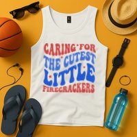 Caring For The Cutest Little Firecrackers 4th Of July Tank Top