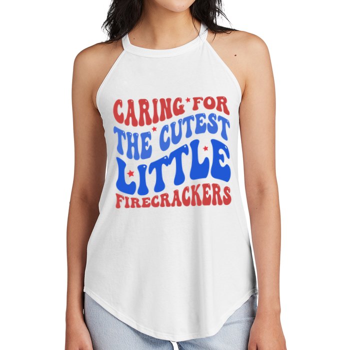 Caring For The Cutest Little Firecrackers 4th Of July Women's Perfect Tri Rocker Tank