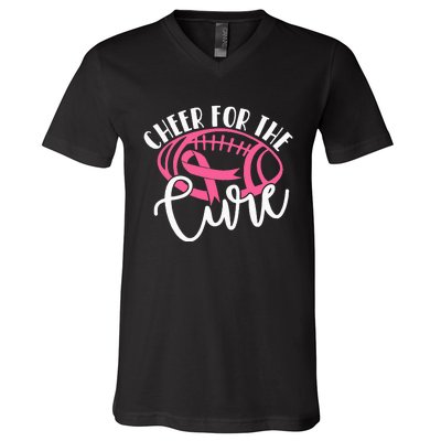 Cheer For The Cure Pink Breast Cancer Awareness  V-Neck T-Shirt