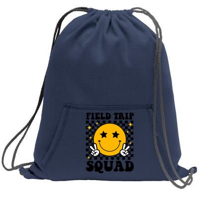 Checkered Field Trip Squad Smiley Face Sweatshirt Cinch Pack Bag