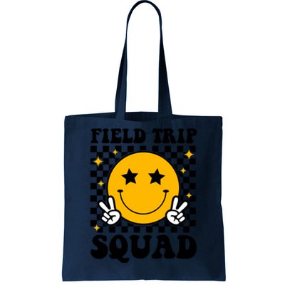 Checkered Field Trip Squad Smiley Face Tote Bag