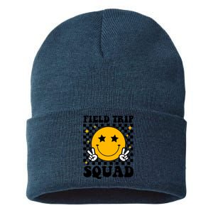 Checkered Field Trip Squad Smiley Face Sustainable Knit Beanie