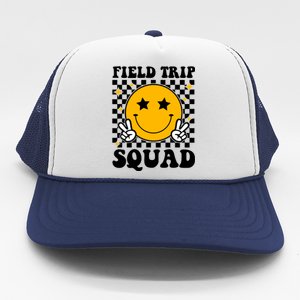 Checkered Field Trip Squad Smiley Face Trucker Hat