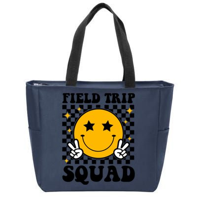 Checkered Field Trip Squad Smiley Face Zip Tote Bag