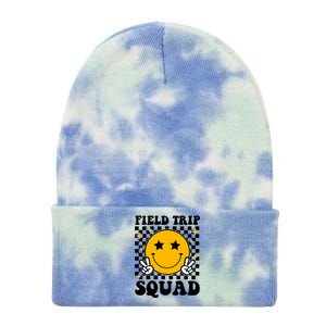 Checkered Field Trip Squad Smiley Face Tie Dye 12in Knit Beanie