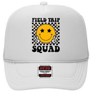 Checkered Field Trip Squad Smiley Face High Crown Mesh Back Trucker Hat