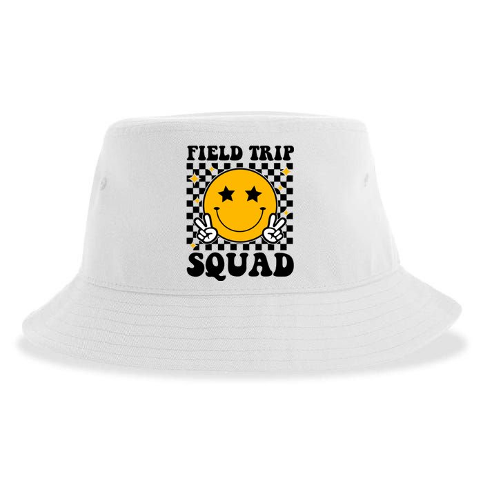 Checkered Field Trip Squad Smiley Face Sustainable Bucket Hat