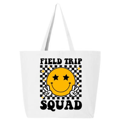 Checkered Field Trip Squad Smiley Face 25L Jumbo Tote