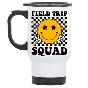 Checkered Field Trip Squad Smiley Face Stainless Steel Travel Mug