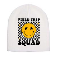 Checkered Field Trip Squad Smiley Face Short Acrylic Beanie