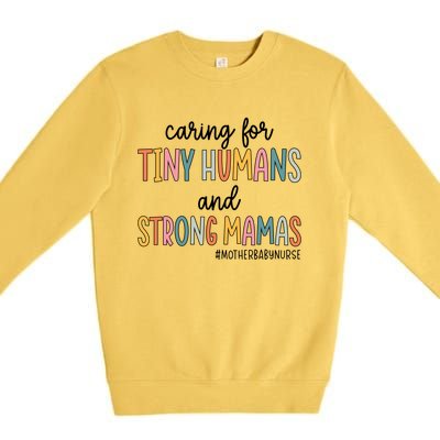 Caring For Tiny Hu And Strong Mamas Mother Nurse Funny Gift Premium Crewneck Sweatshirt